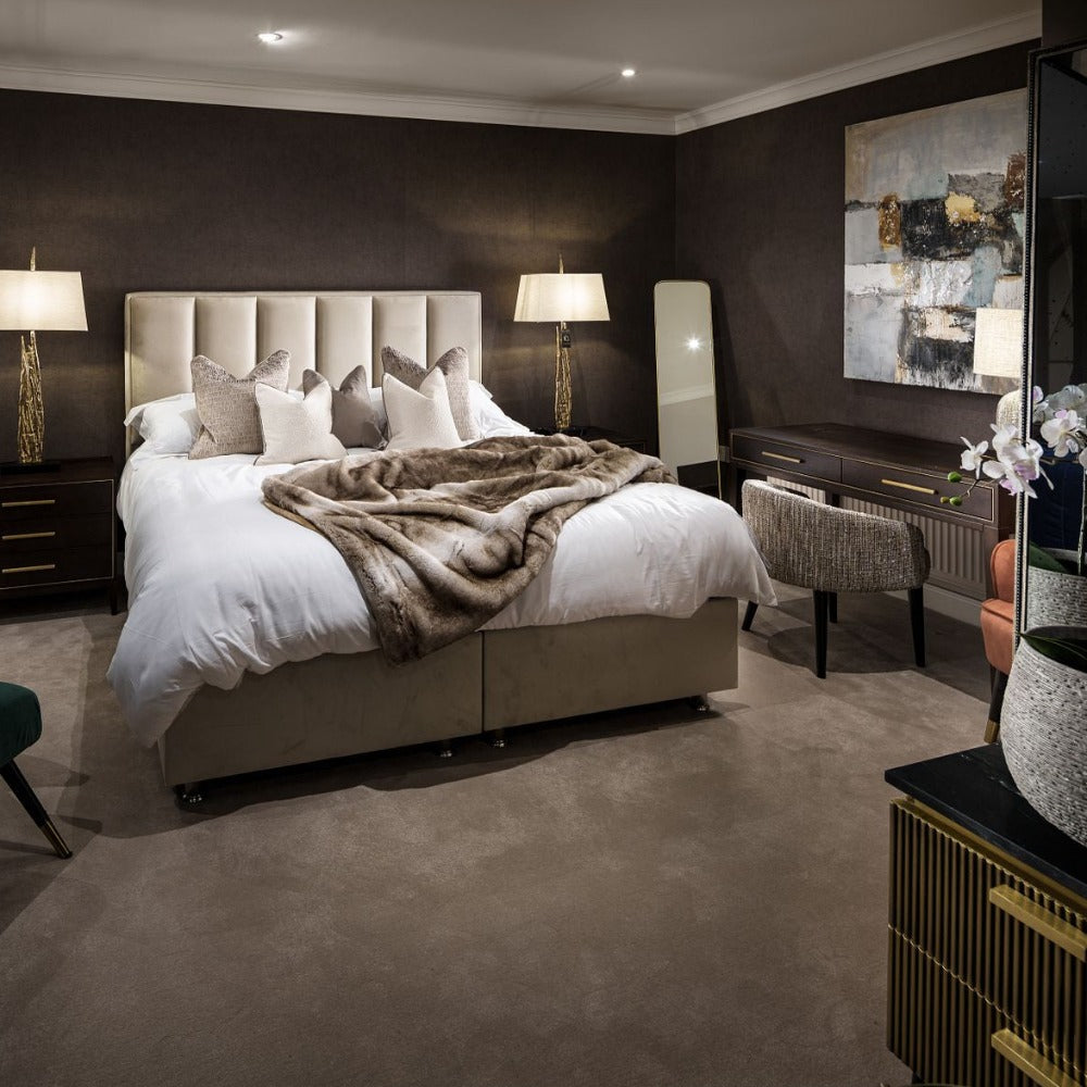 Delta Ottoman gas lift luxury super king 6 ft Bed in plush Cream velvet sold out-ottoman bed-Renaissance Design Studio