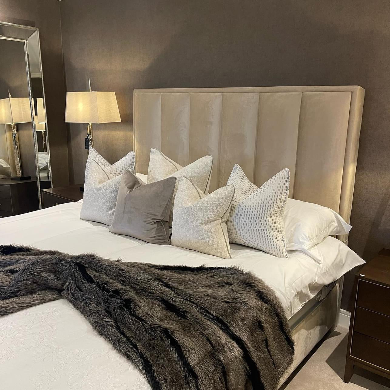 Delta Ottoman gas lift luxury super king 6 ft Bed in plush Cream velvet sold out-ottoman bed-Renaissance Design Studio