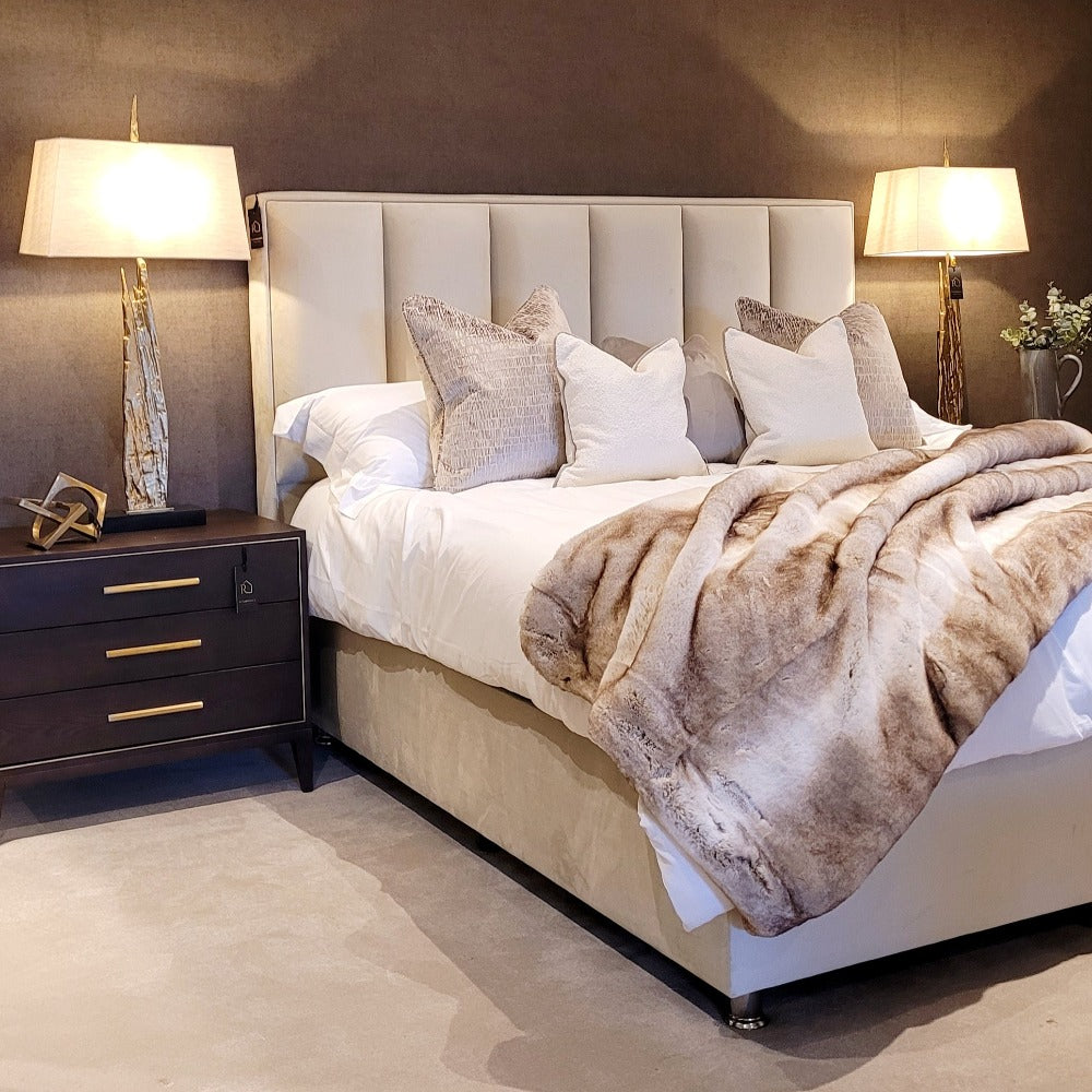 Delta Ottoman gas lift luxury super king 6 ft Bed in plush Cream velvet sold out-ottoman bed-Renaissance Design Studio