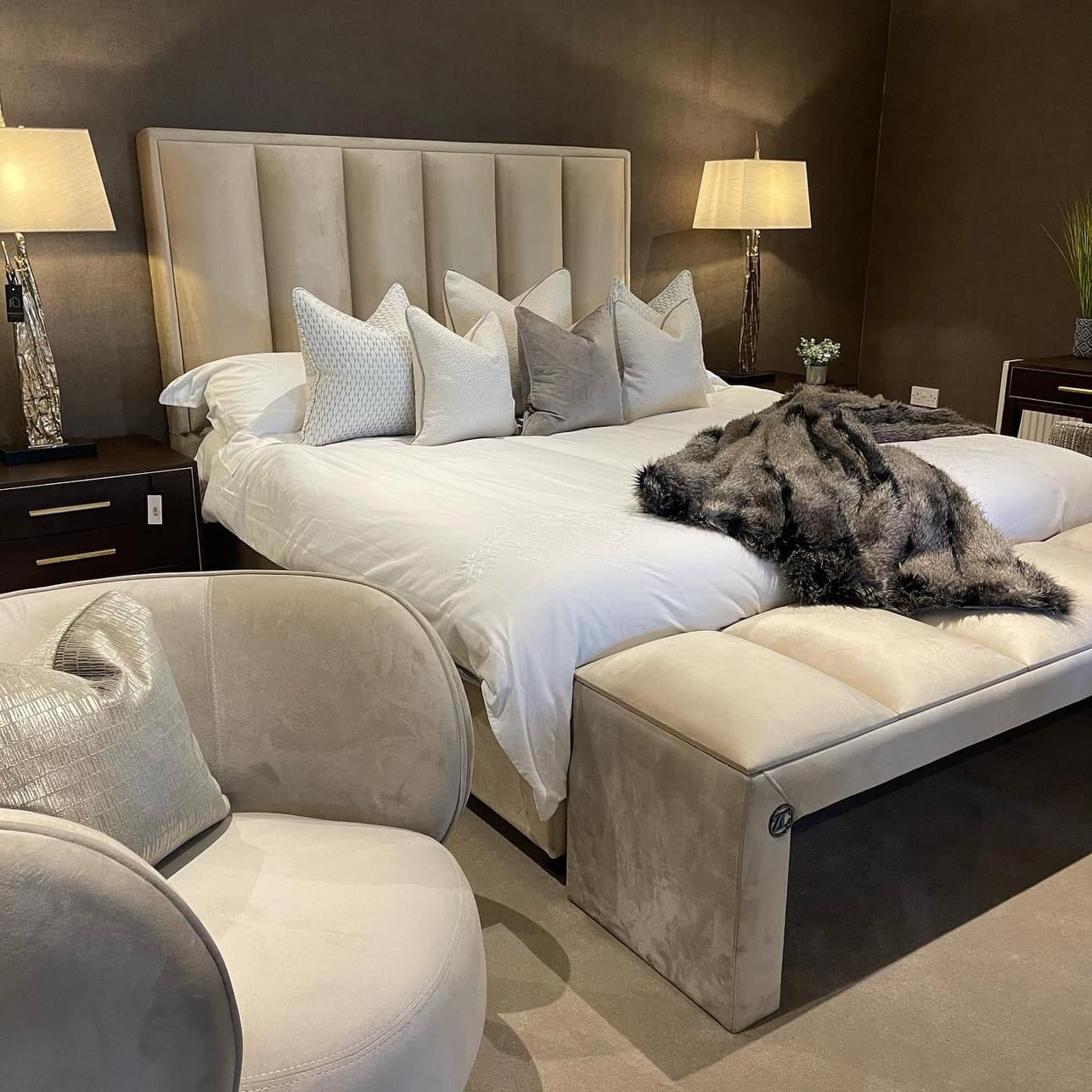 Delta Ottoman gas lift super king 6 ft Bed in plush Cream velvet last 1 sold as seen at reduced price-Renaissance Design Studio