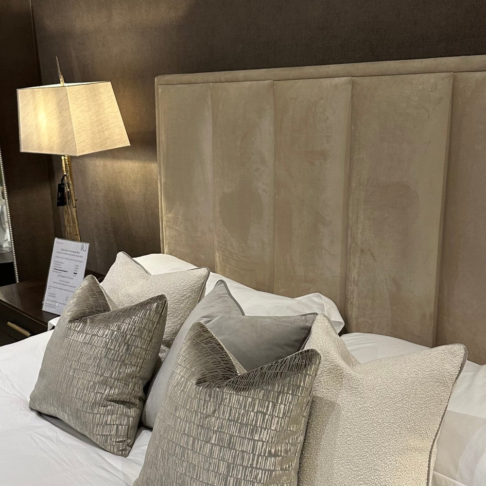 Delta Ottoman gas lift super king 6 ft Bed in plush Cream velvet last 1 sold as seen at reduced price-Renaissance Design Studio