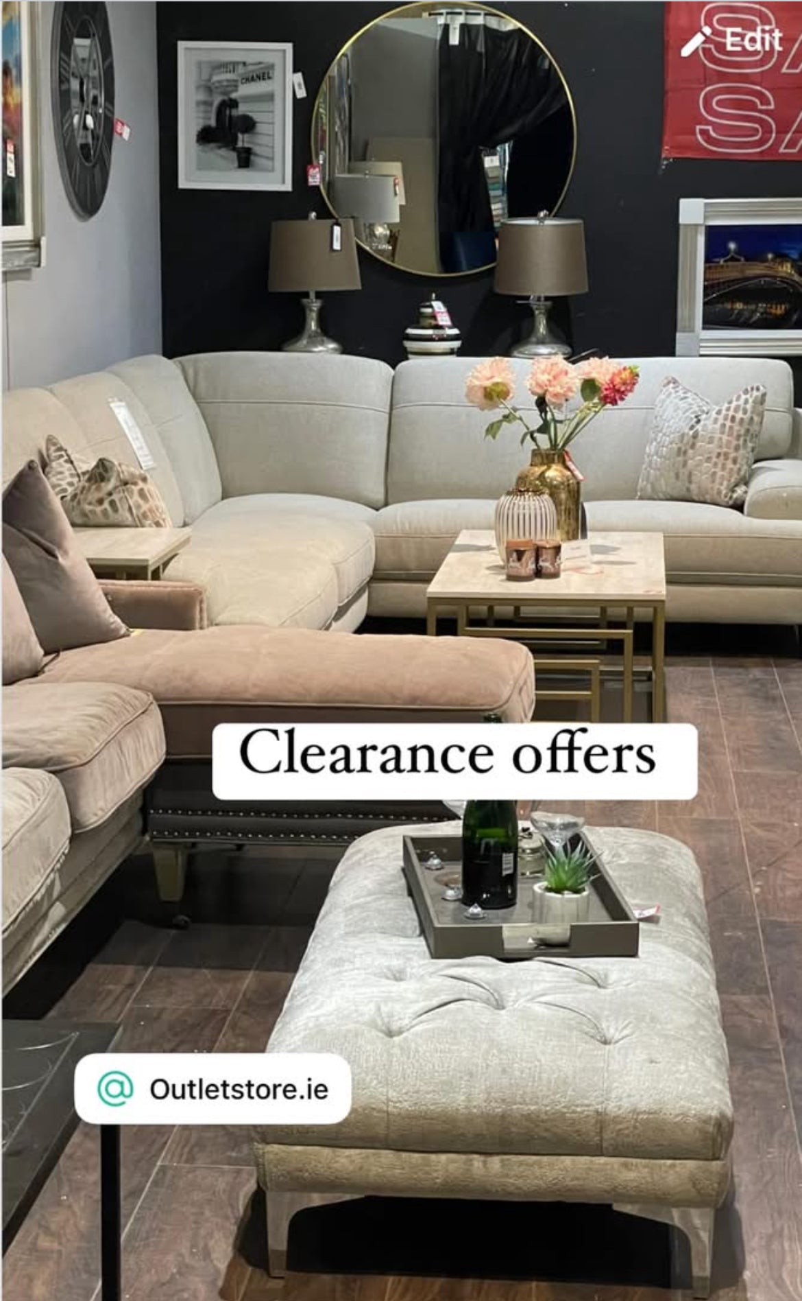 Dillon Cream and gold Coffee Table. Marble look Special purchase offer.-Renaissance Design Studio