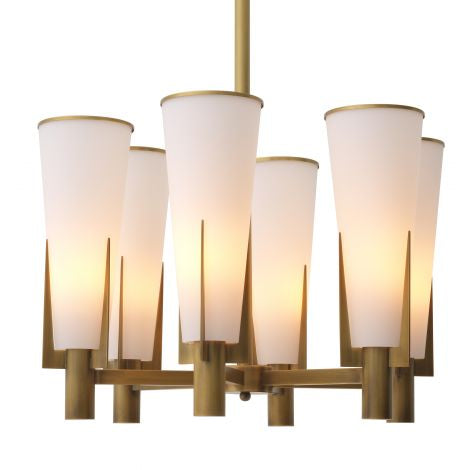 Dino 6 light chandelier in antiqued brass by Eichholtz-Renaissance Design Studio