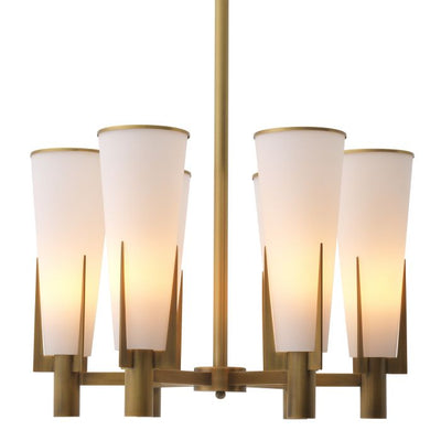 Dino 6 light chandelier in antiqued brass by Eichholtz