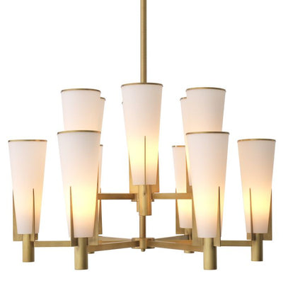 Dino double 12 light chandelier in antiqued brass  by Eichholtz