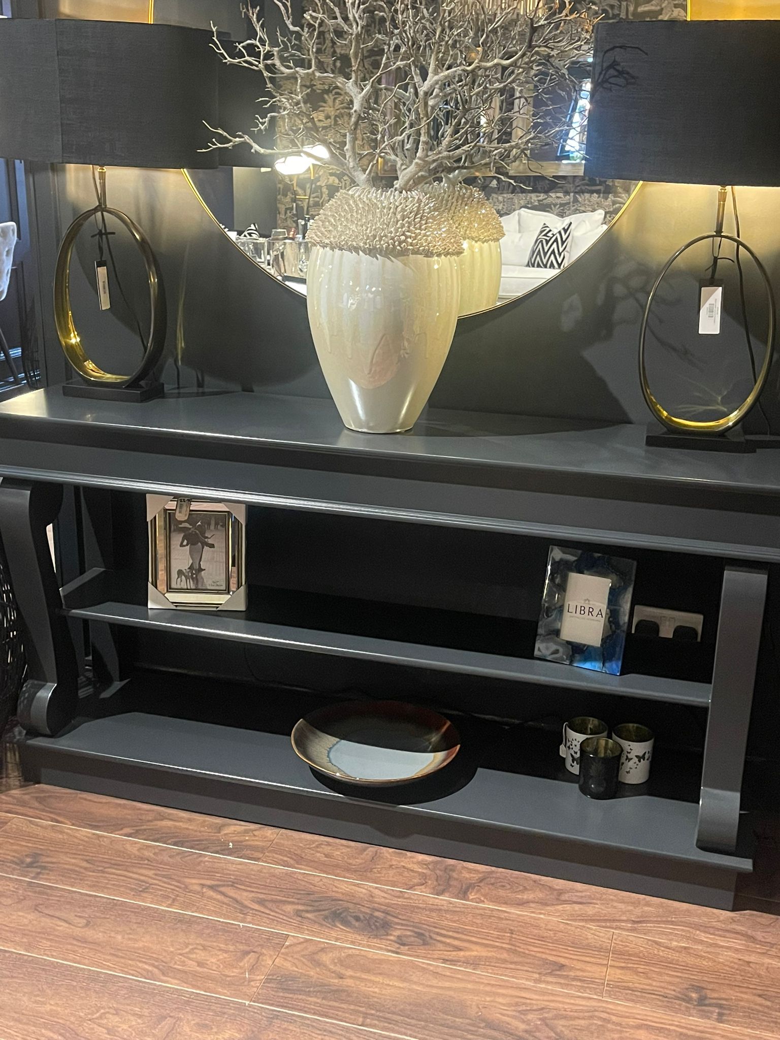 Dione scroll Console Table with shelf in various bespoke options-Renaissance Design Studio