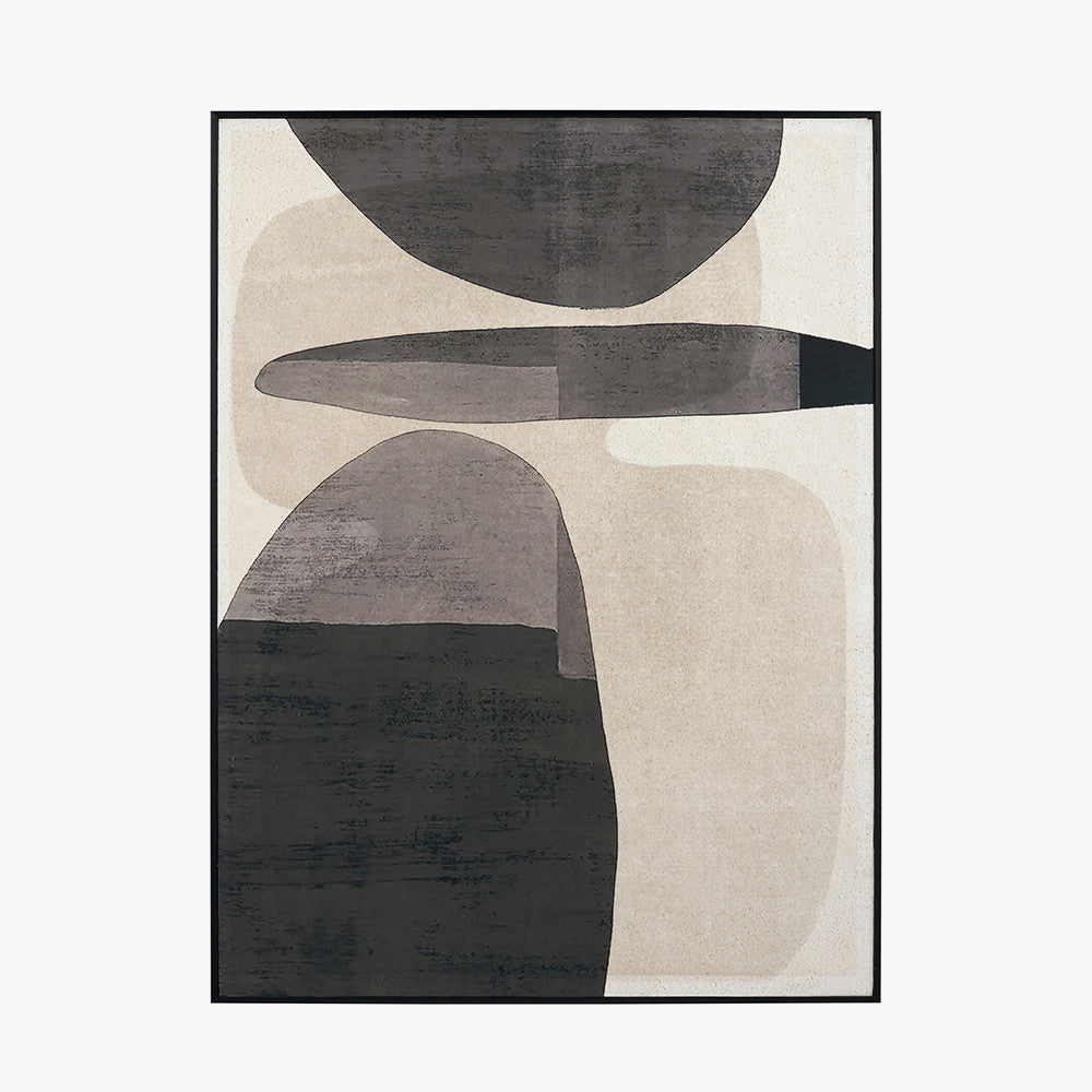 Dolmus Natural and Black Canvas with Oval Design w Black Frame for 80 x 60-Renaissance Design Studio