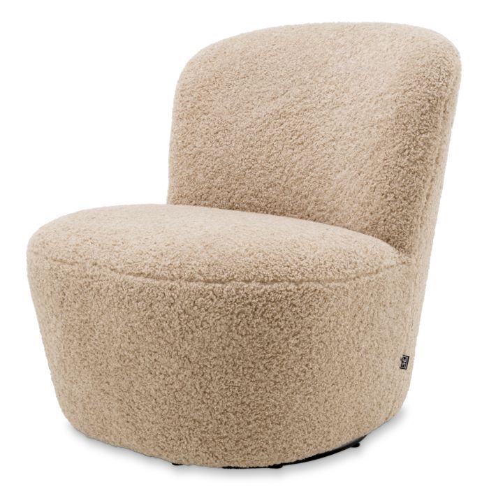 Doria curves boucle swivel chair by Eichholtz-Renaissance Design Studio