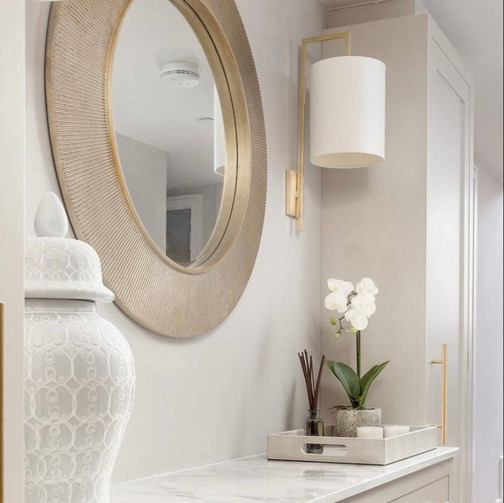 Edvin Distressed Brass & Gunmetal Round Mirror by RV ASTLEY-Renaissance Design Studio