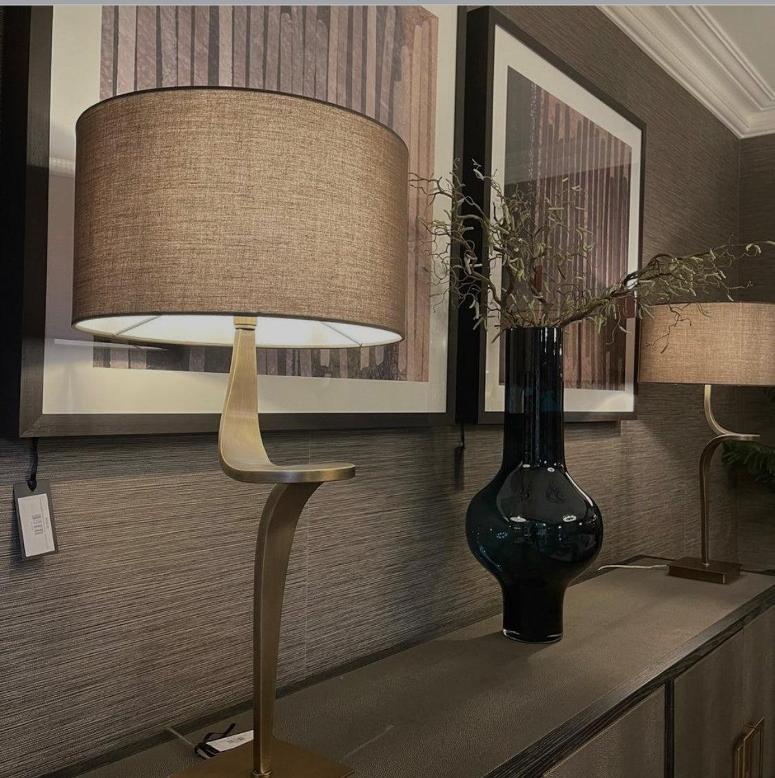 Elle pair of wall lamp in antiqued brass-Table Lamp-Renaissance Design Studio