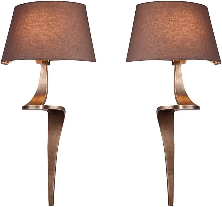 Elle pair of wall lamp in antiqued brass-Renaissance Design Studio