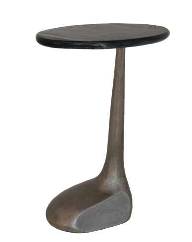 Ellie side table nickel and black-Renaissance Design Studio