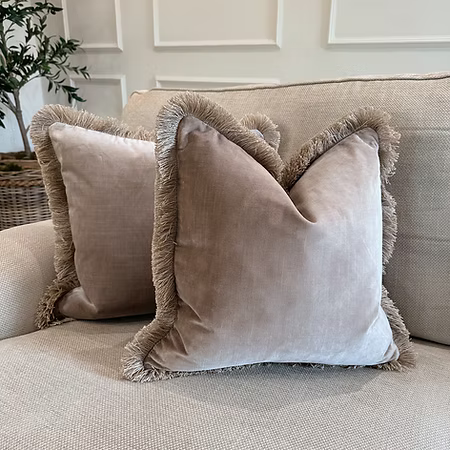 Elodie Sable Cushions With Fringe 45 x 45 cm-Renaissance Design Studio