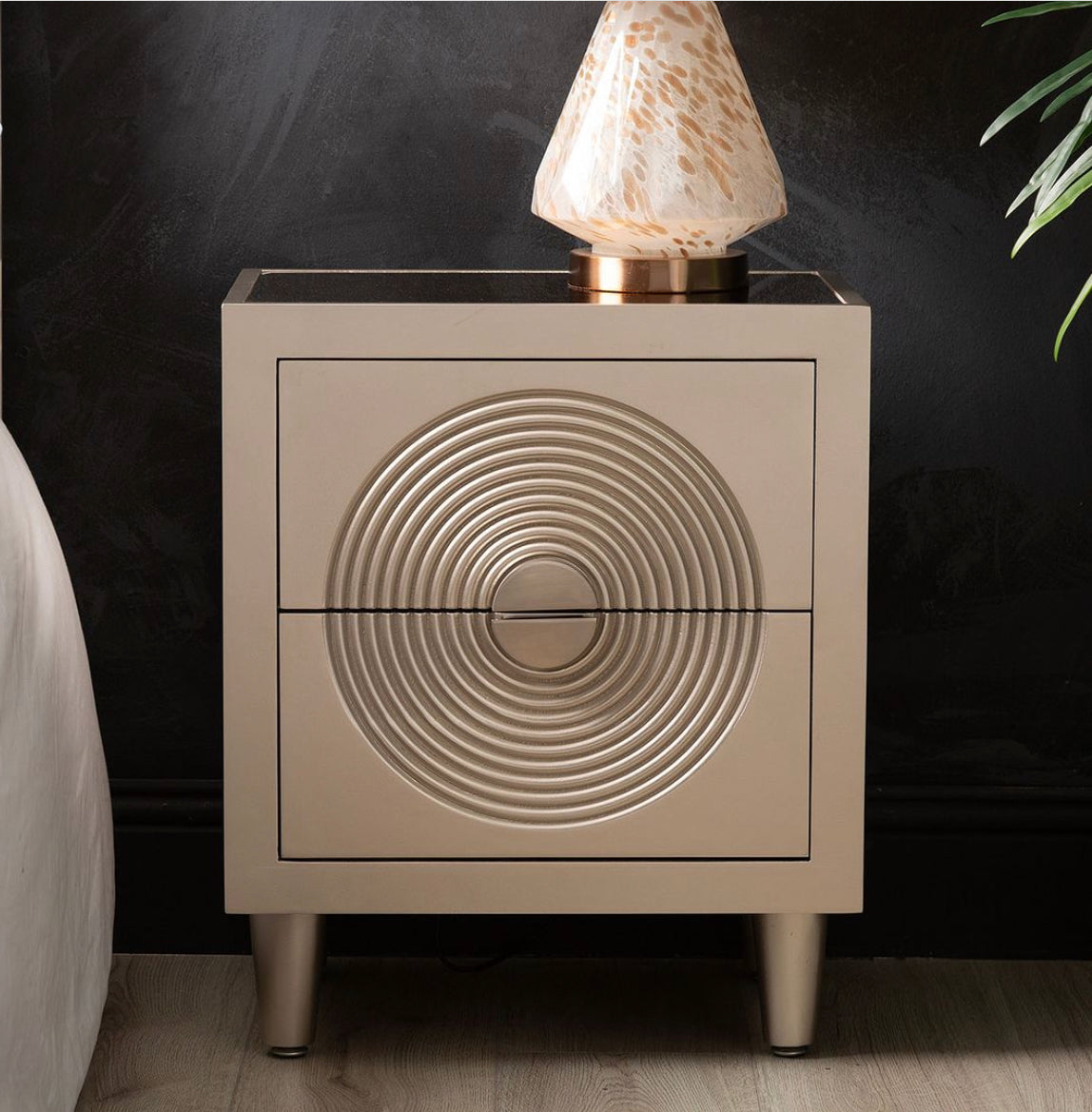 Elon bedside cabinet in gold-Renaissance Design Studio