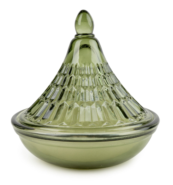 Embossed Tagine Glass Candle - Green-Renaissance Design Studio