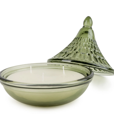 Embossed Tagine Glass Candle - Green