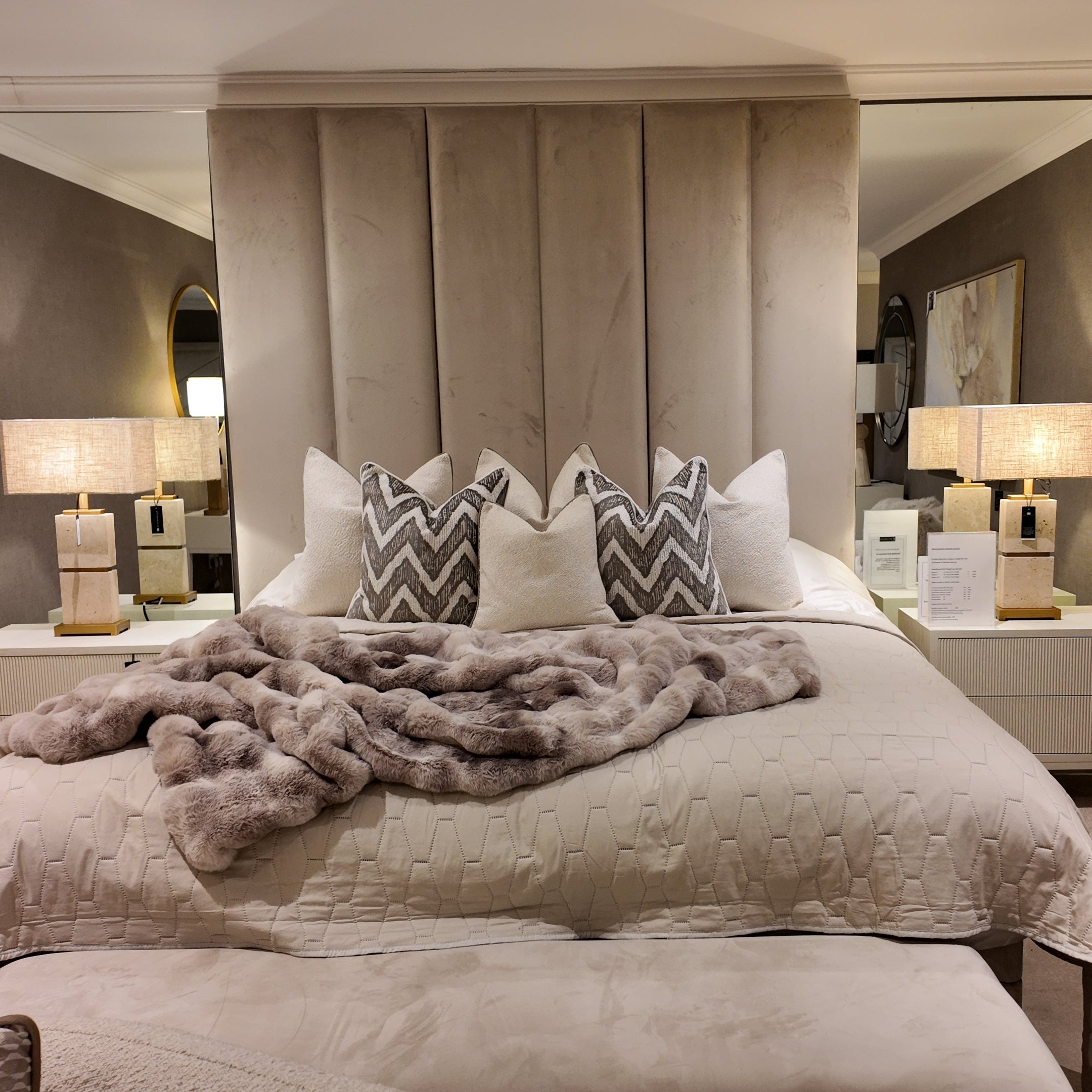 Emilia Emperor Full Custom Made - Wall Mounted Headboard with Choice Of Bed Base OR Ottoman-Renaissance Design Studio