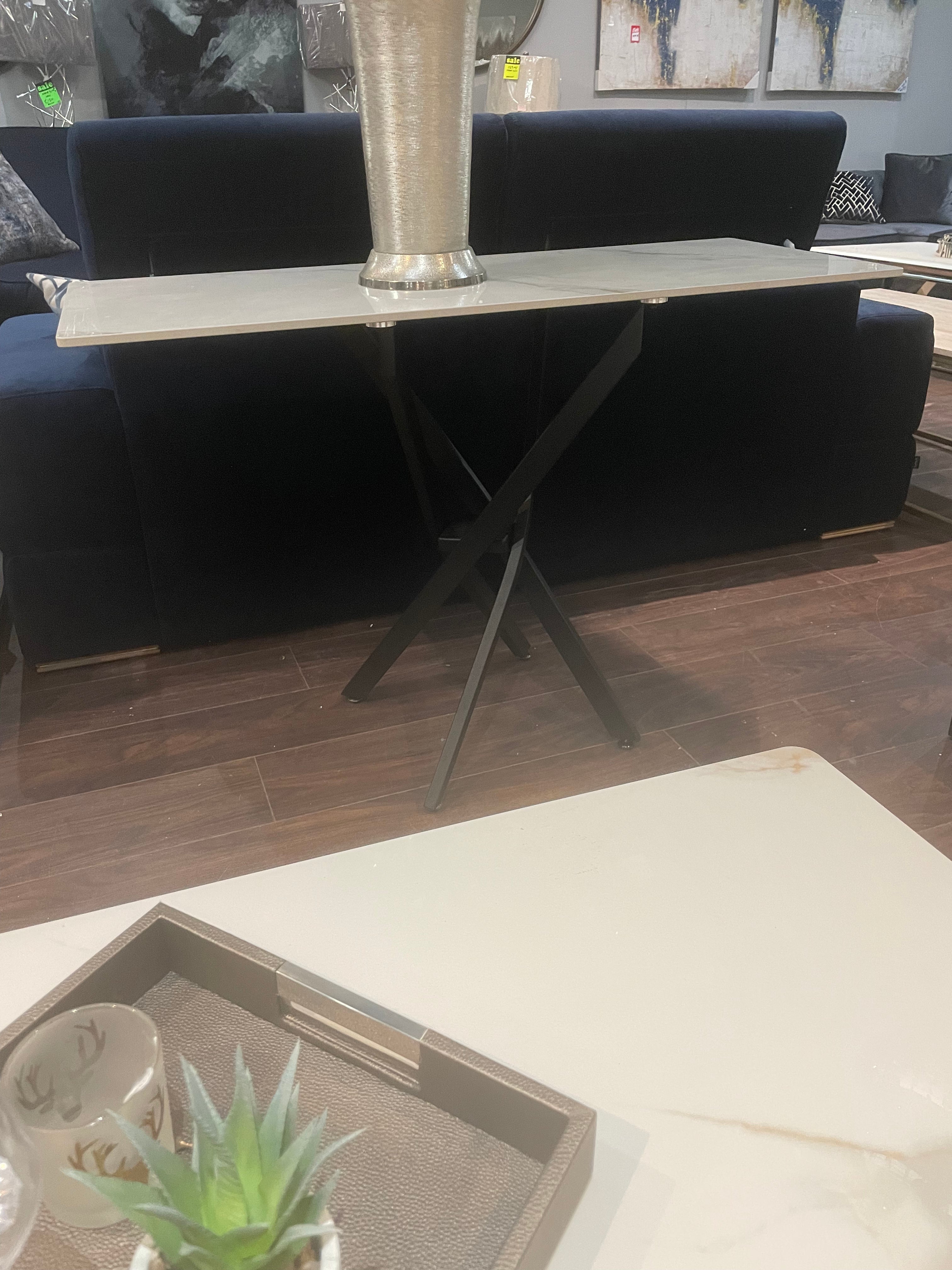 Enzo white and gold console table-console table-Renaissance Design Studio