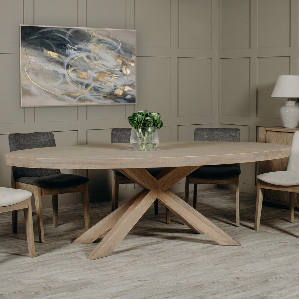 Fabian oak dining table oval or round with spider leg-Oval oak dining table-Renaissance Design Studio