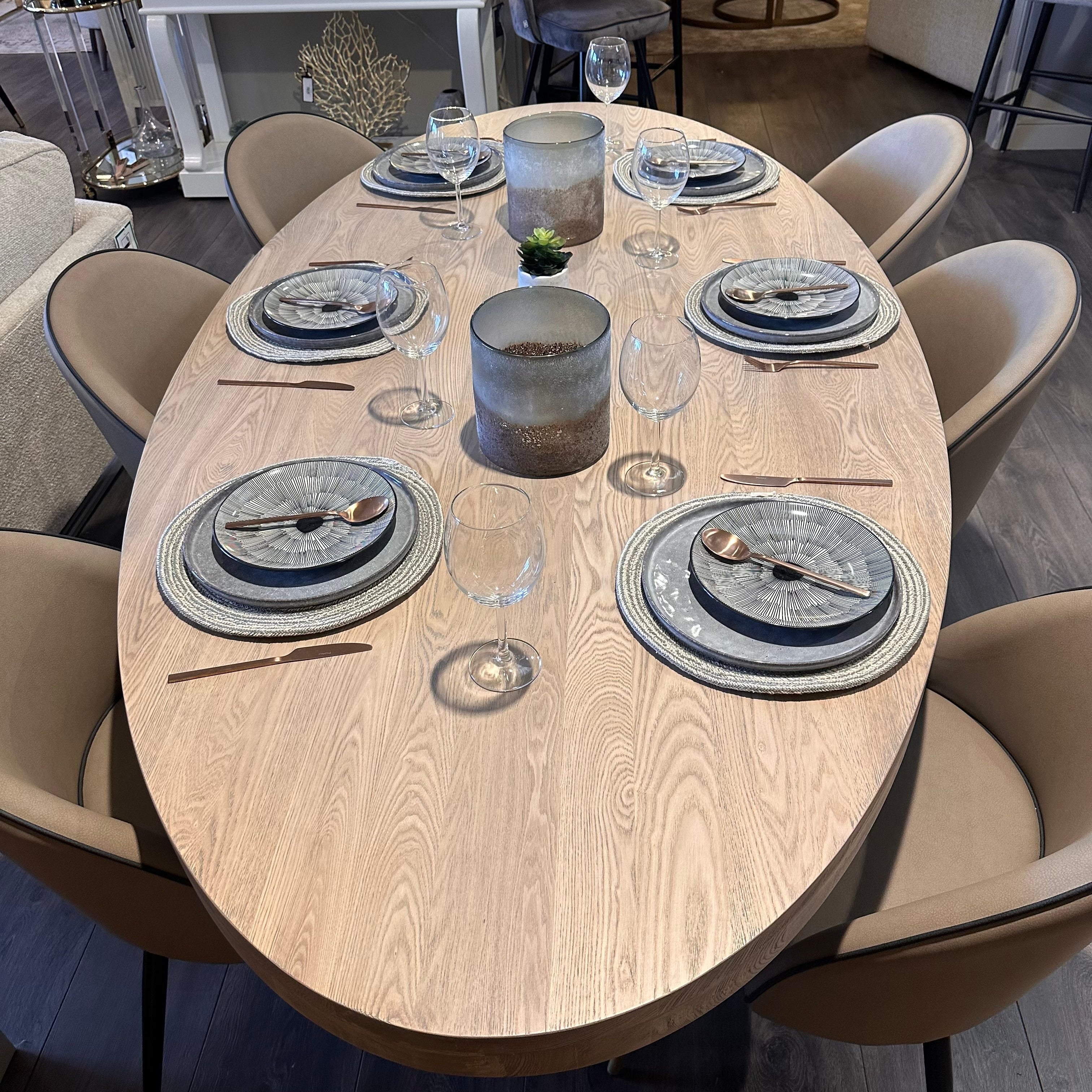 Fabian Oak Dining Table Oval Or Round With Spider Leg-Renaissance Design Studio