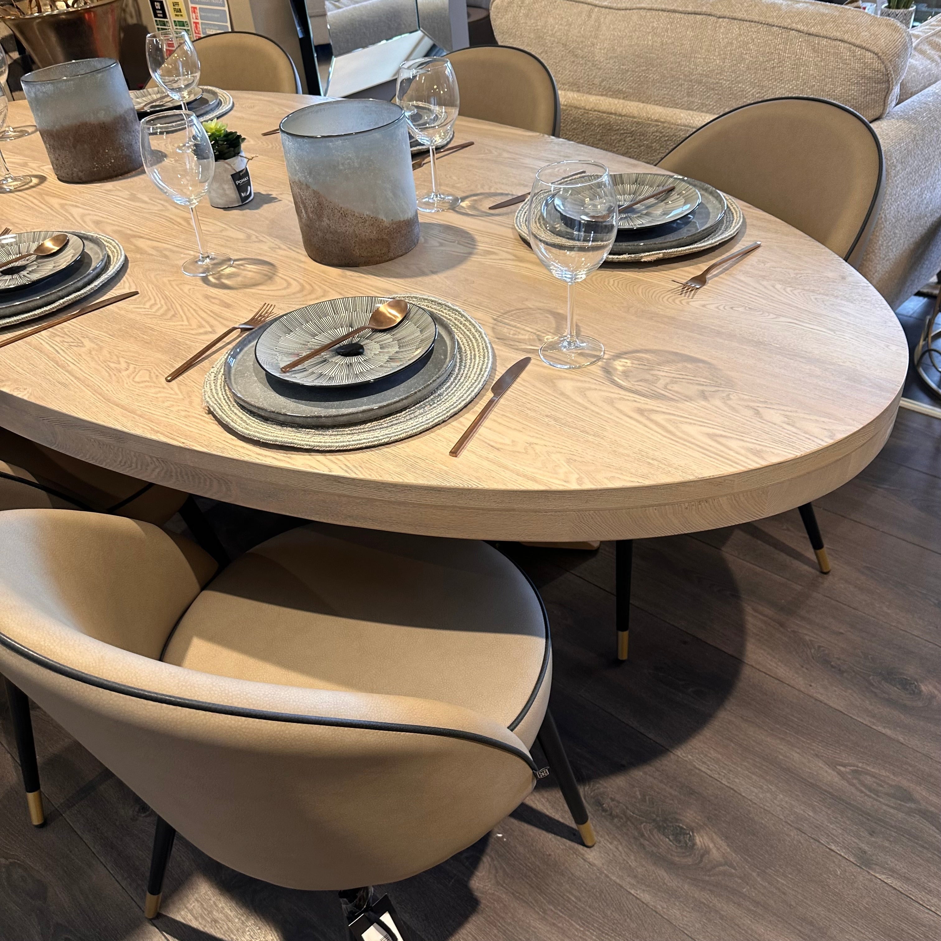 Fabian Oak Dining Table Oval Or Round With Spider Leg-Renaissance Design Studio
