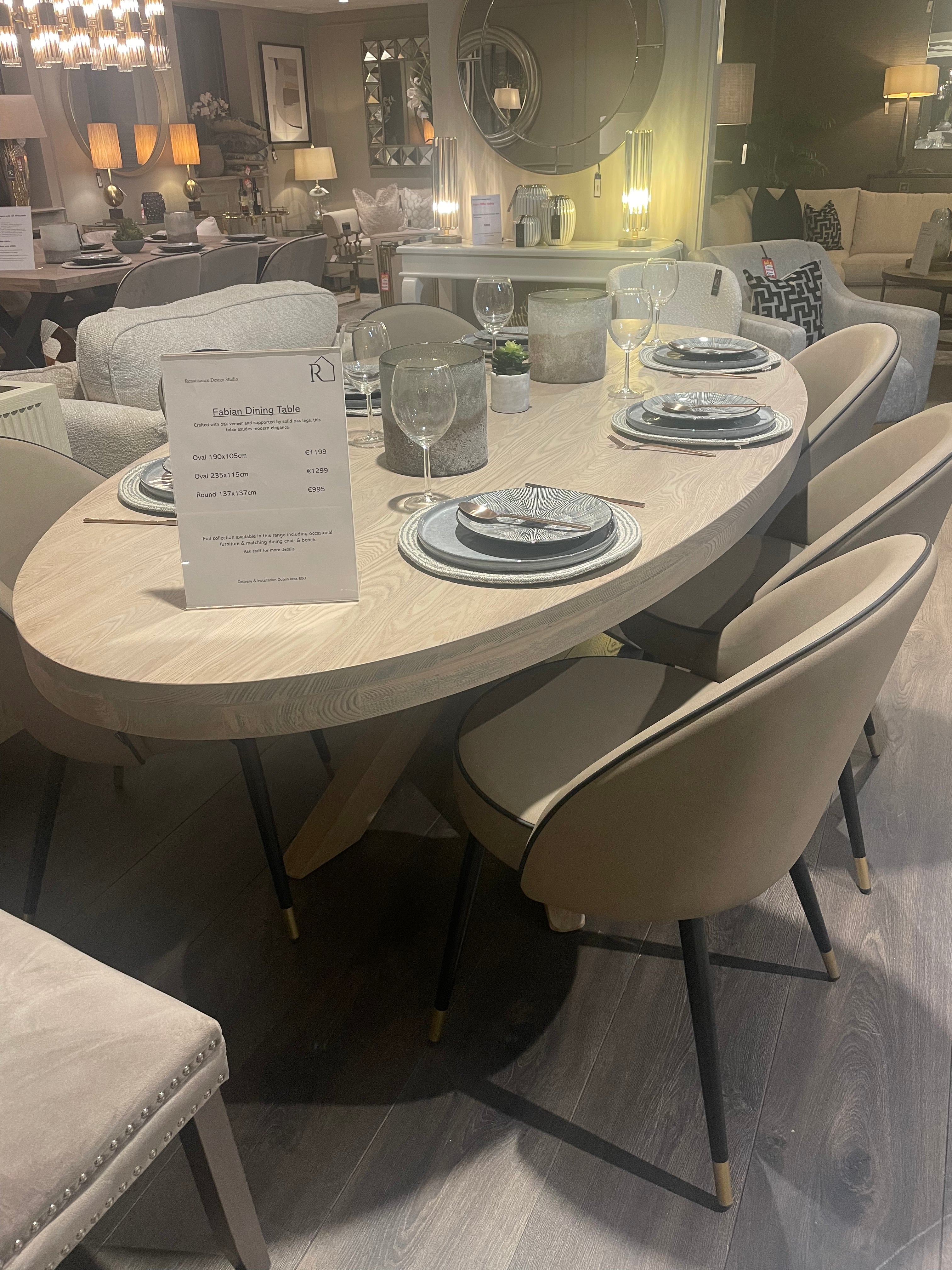 Fabian Oak Dining Table Oval Or Round With Spider Leg-Renaissance Design Studio