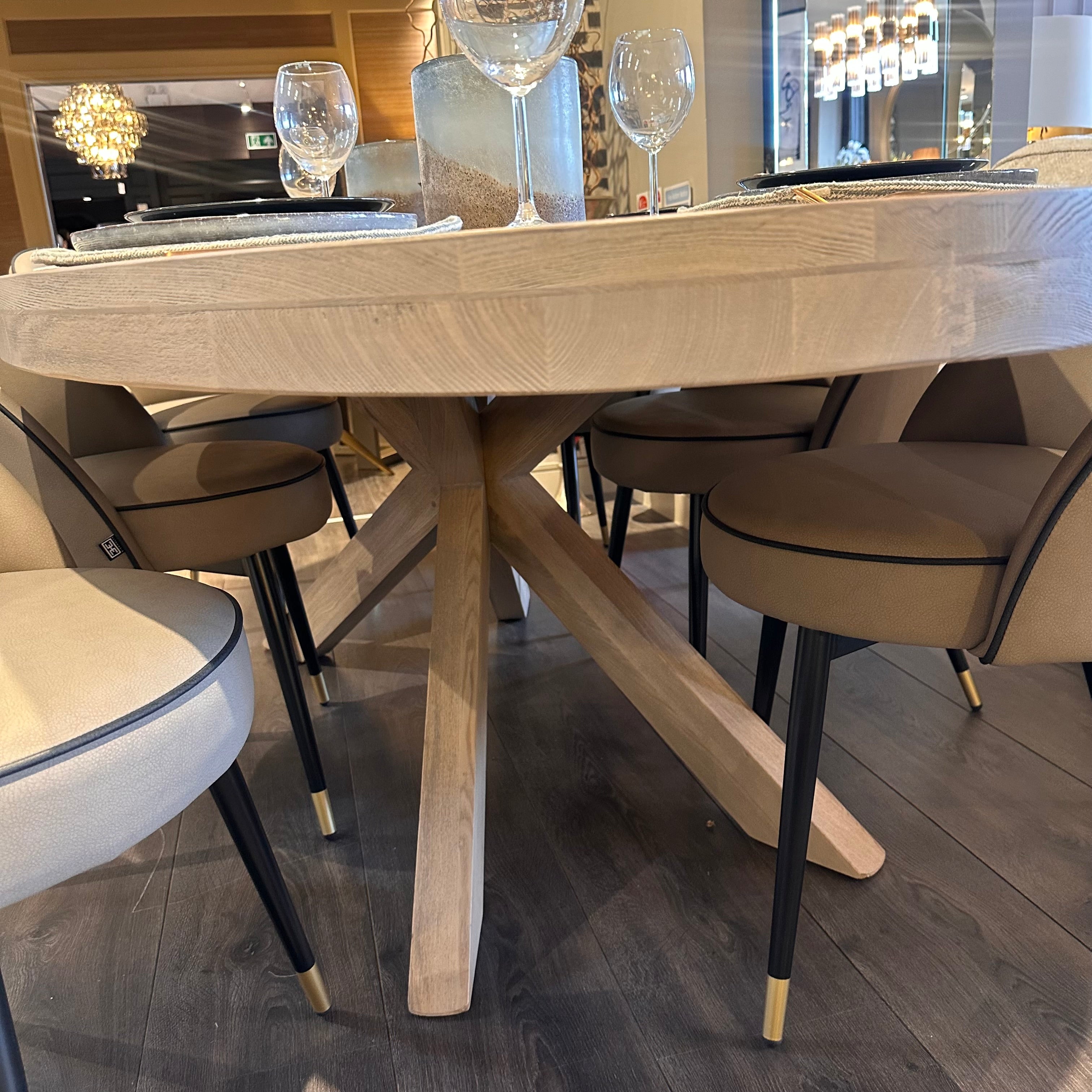 Fabian Oak Dining Table Oval Or Round With Spider Leg-Renaissance Design Studio