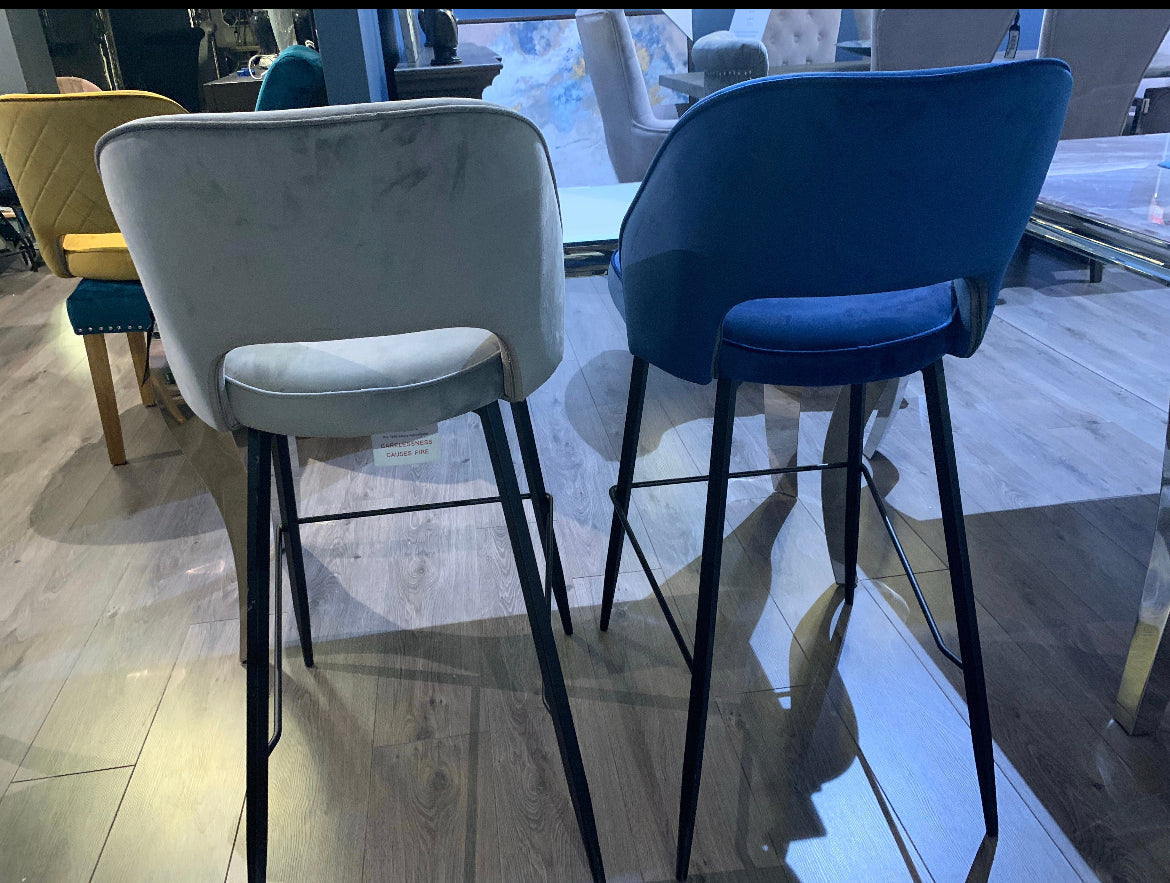 Fargo bar or counter stools in velvet or PU leather look-Renaissance Design Studio