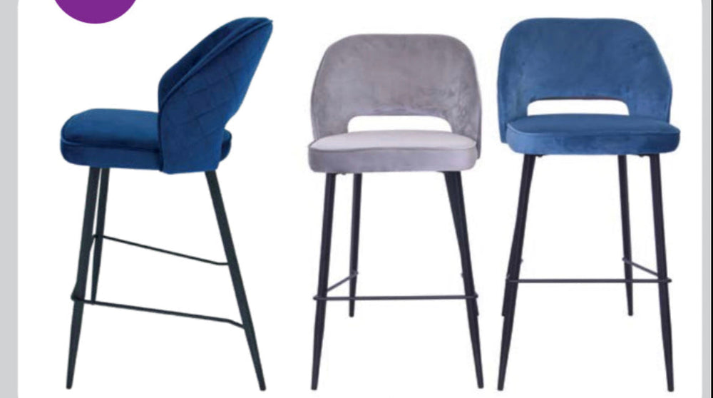 Fargo bar or counter stools in velvet or PU leather look