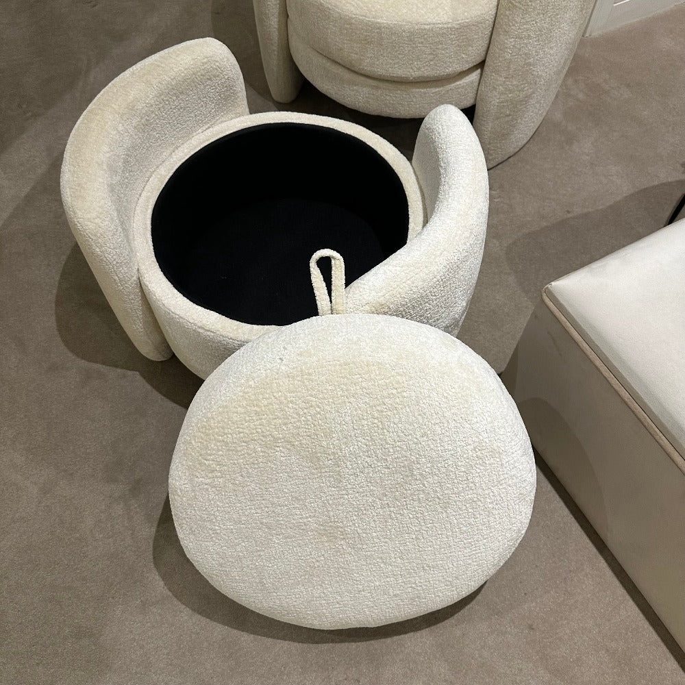 Fenna white armchair and pouffe on special offer. While stock lasts-Renaissance Design Studio