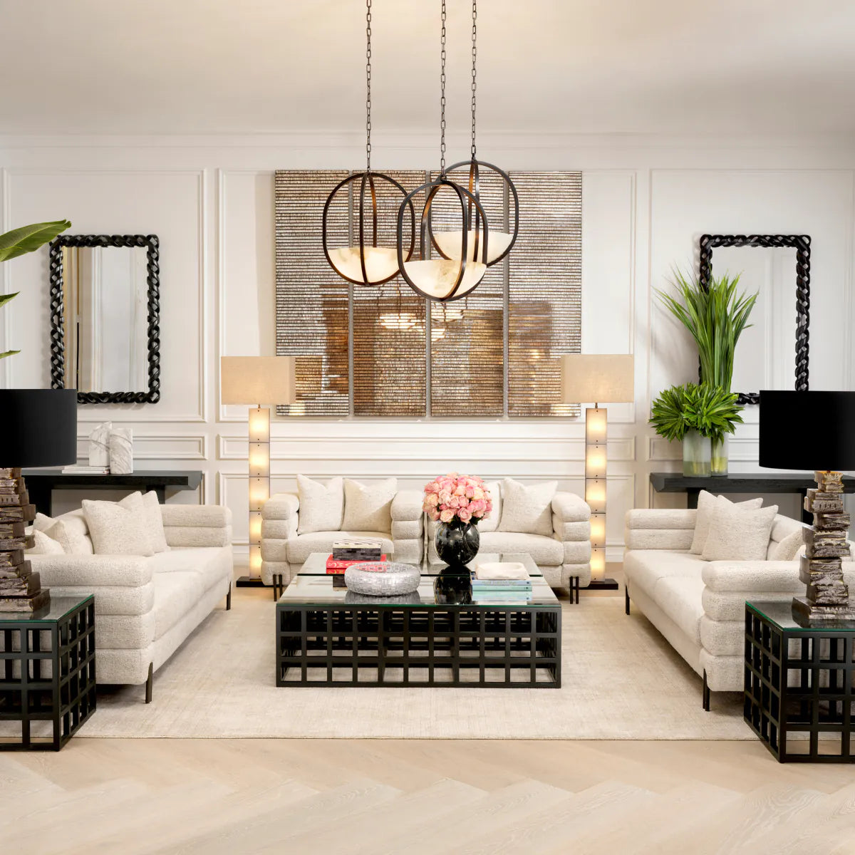 Floor Lamp Ortiz Bronze highlight with alabaster by Eichholtz-Renaissance Design Studio