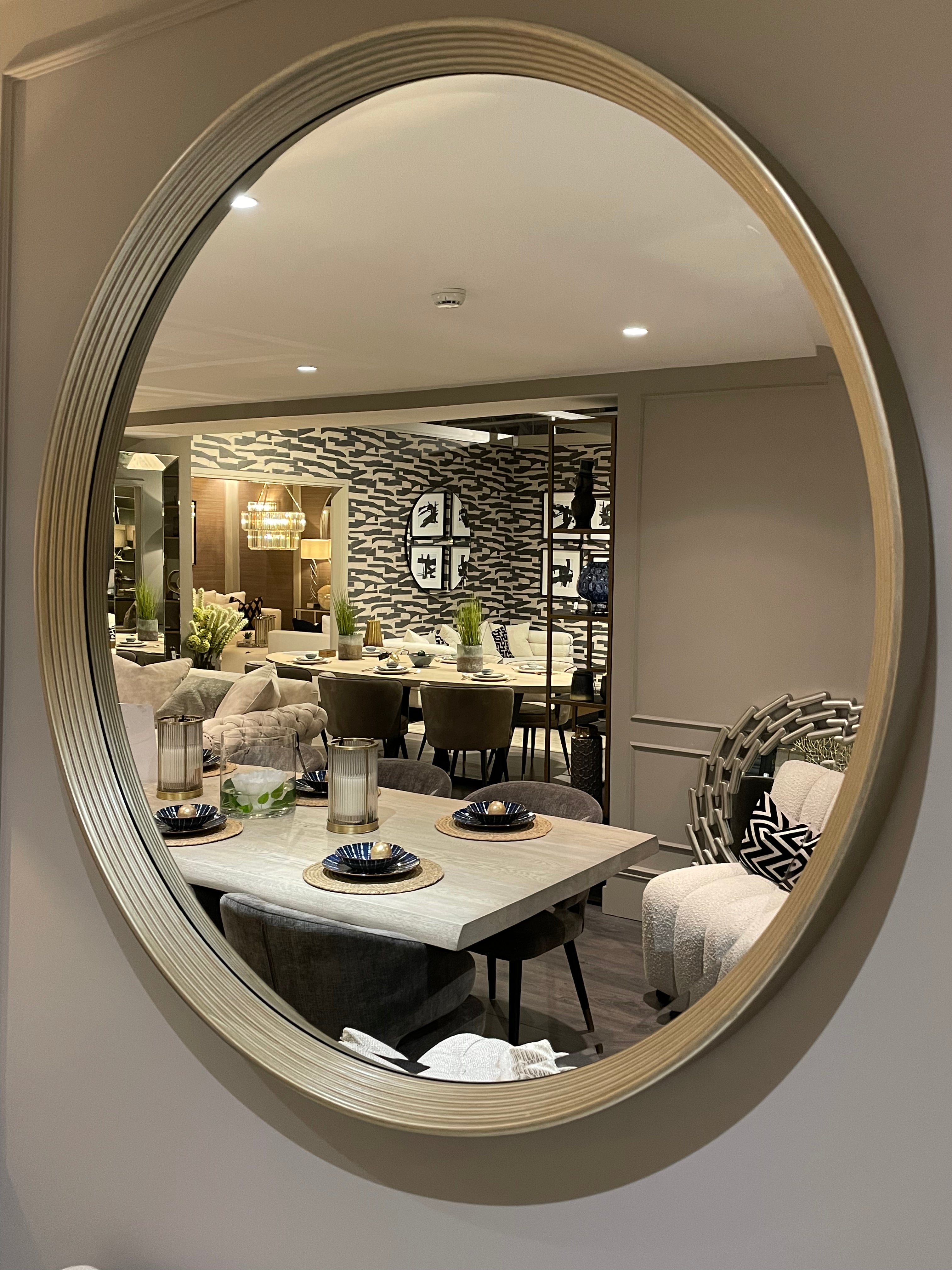 Foyle Gold Rim contemporary Mirror by RV ASTLEY 106 cm in Champagne gold-Mirrors-Renaissance Design Studio