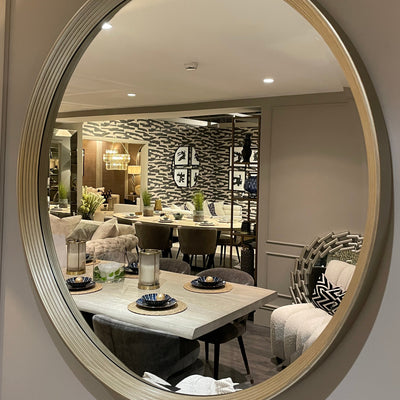 Foyle Gold Rim contemporary   Mirror  by RV ASTLEY 106 cm in Champagne  gold
