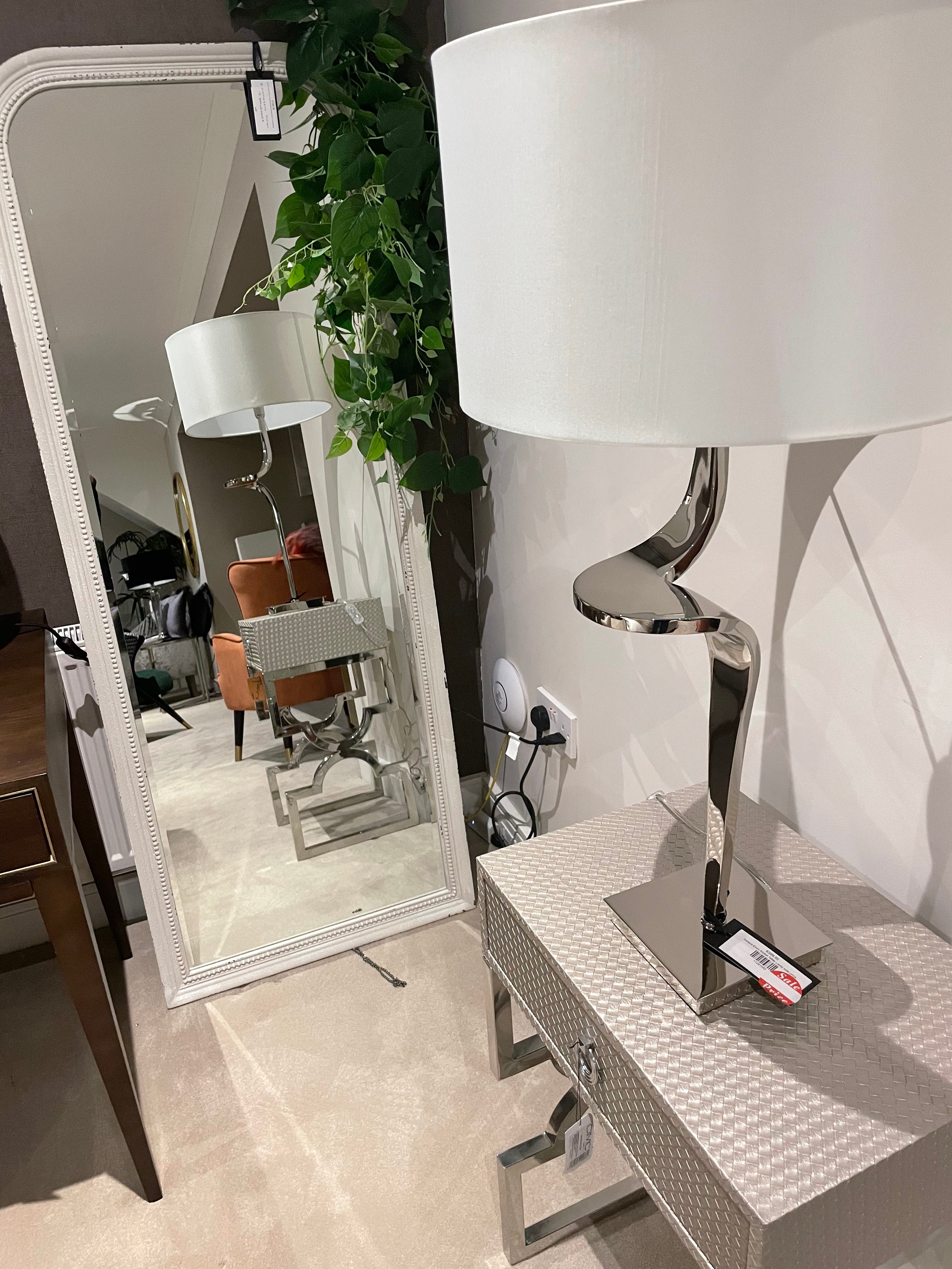 Grench Grey White and gold dressing beaded mirror on clearance-wall mirror-Renaissance Design Studio