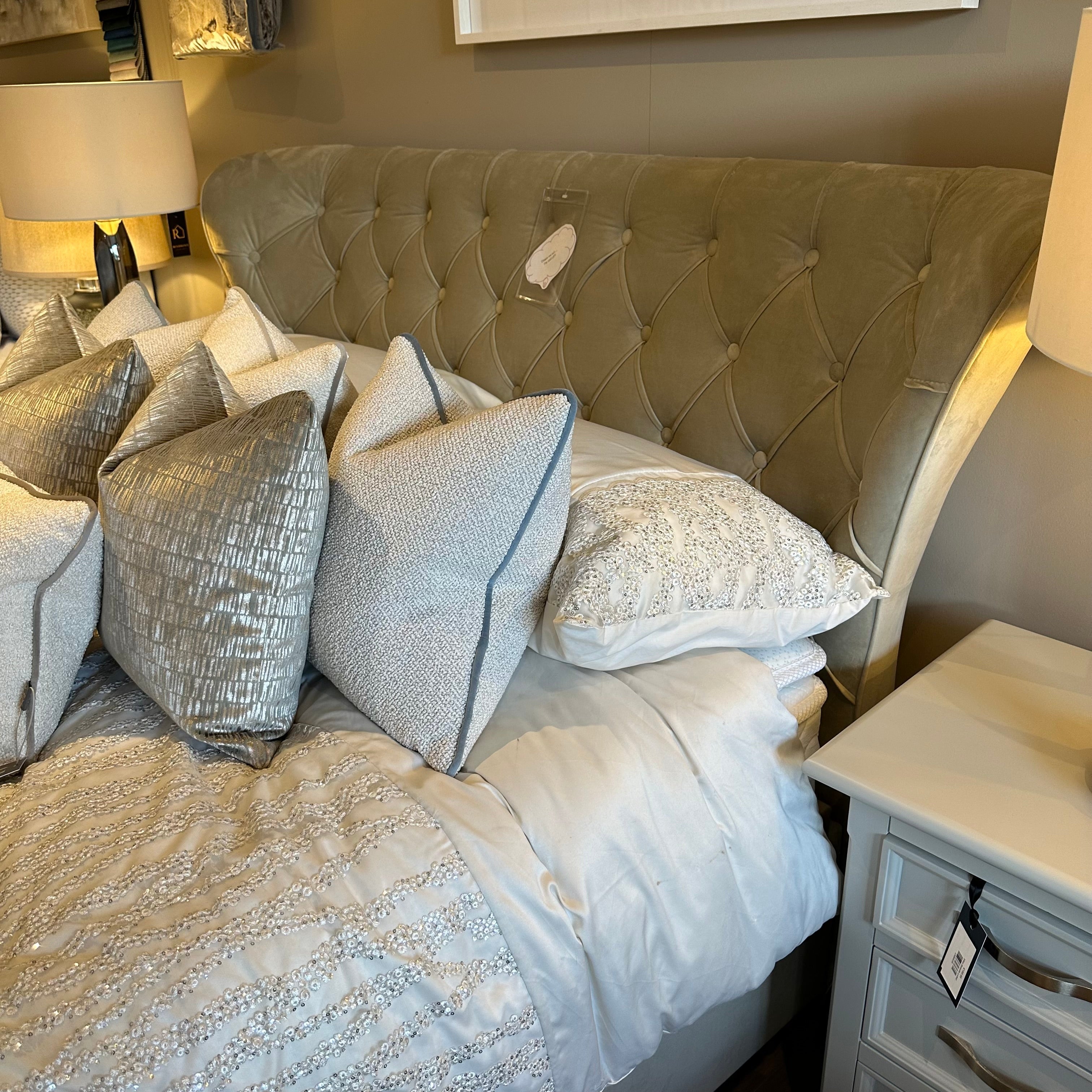 Georgina mink ottoman gas lift Dublin bed clearance offer-Renaissance Design Studio