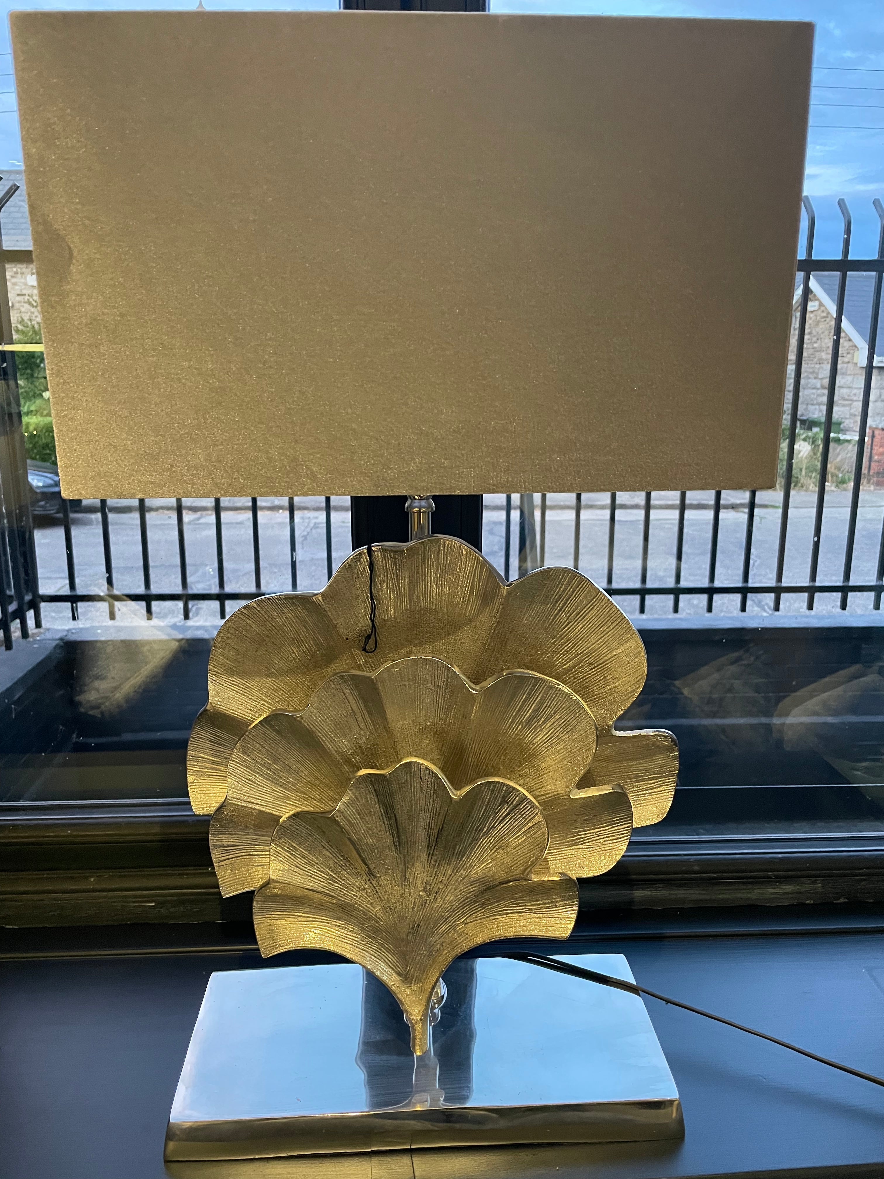 Gingko lamp complete w shade gold SALE PRICE sold as seen half price ,instore only-Renaissance Design Studio