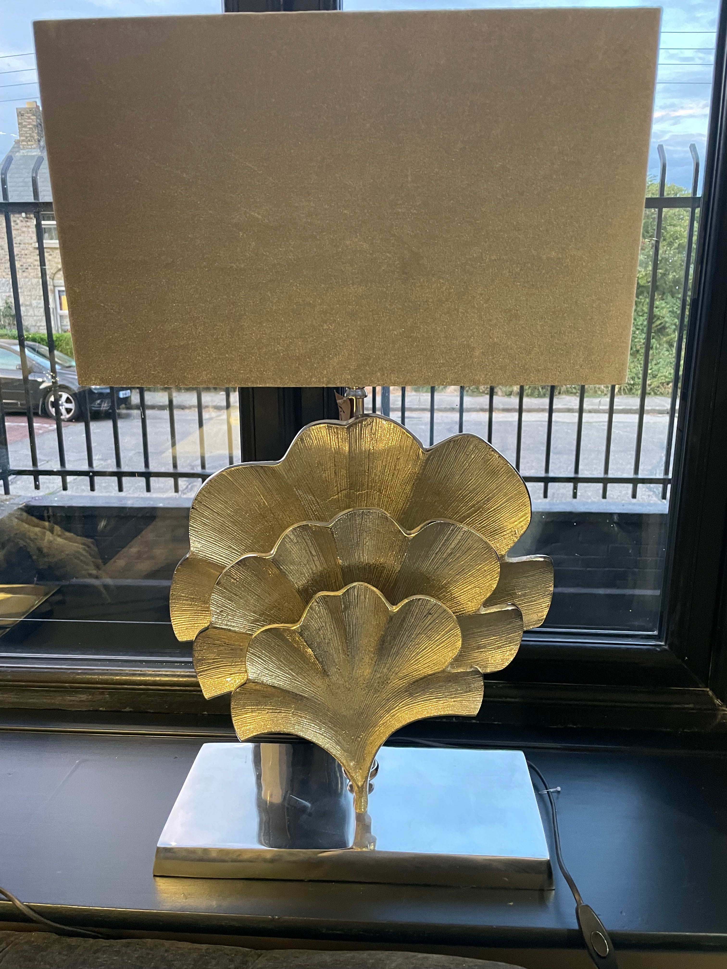 Gingko lamp complete w shade gold SALE PRICE sold as seen half price ,instore only-Renaissance Design Studio