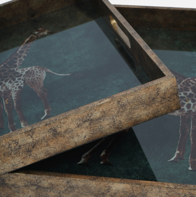 Giraffe Decorative Set of 2 Nesting Trays-Renaissance Design Studio