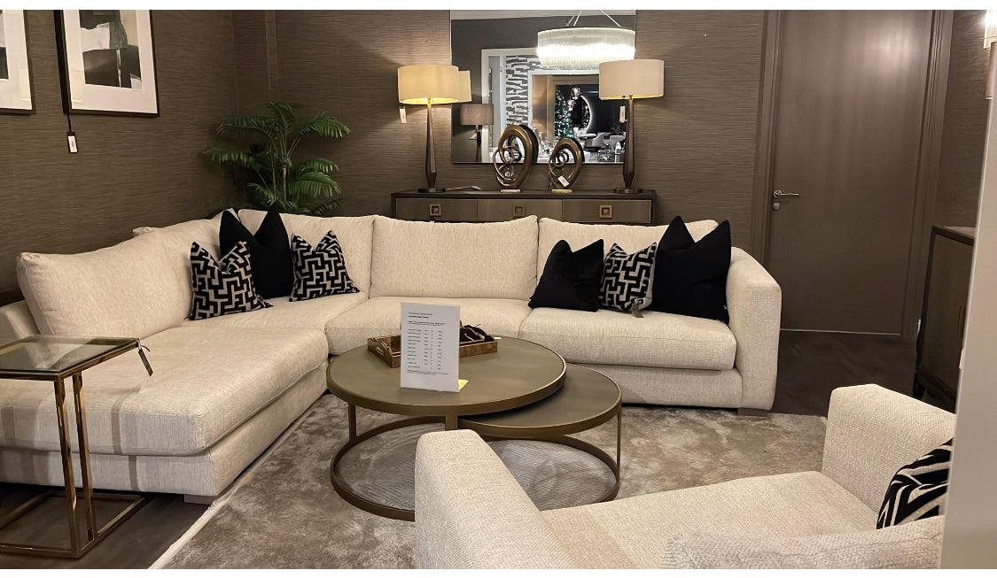 Gold and Glass Sofa Table-Renaissance Design Studio