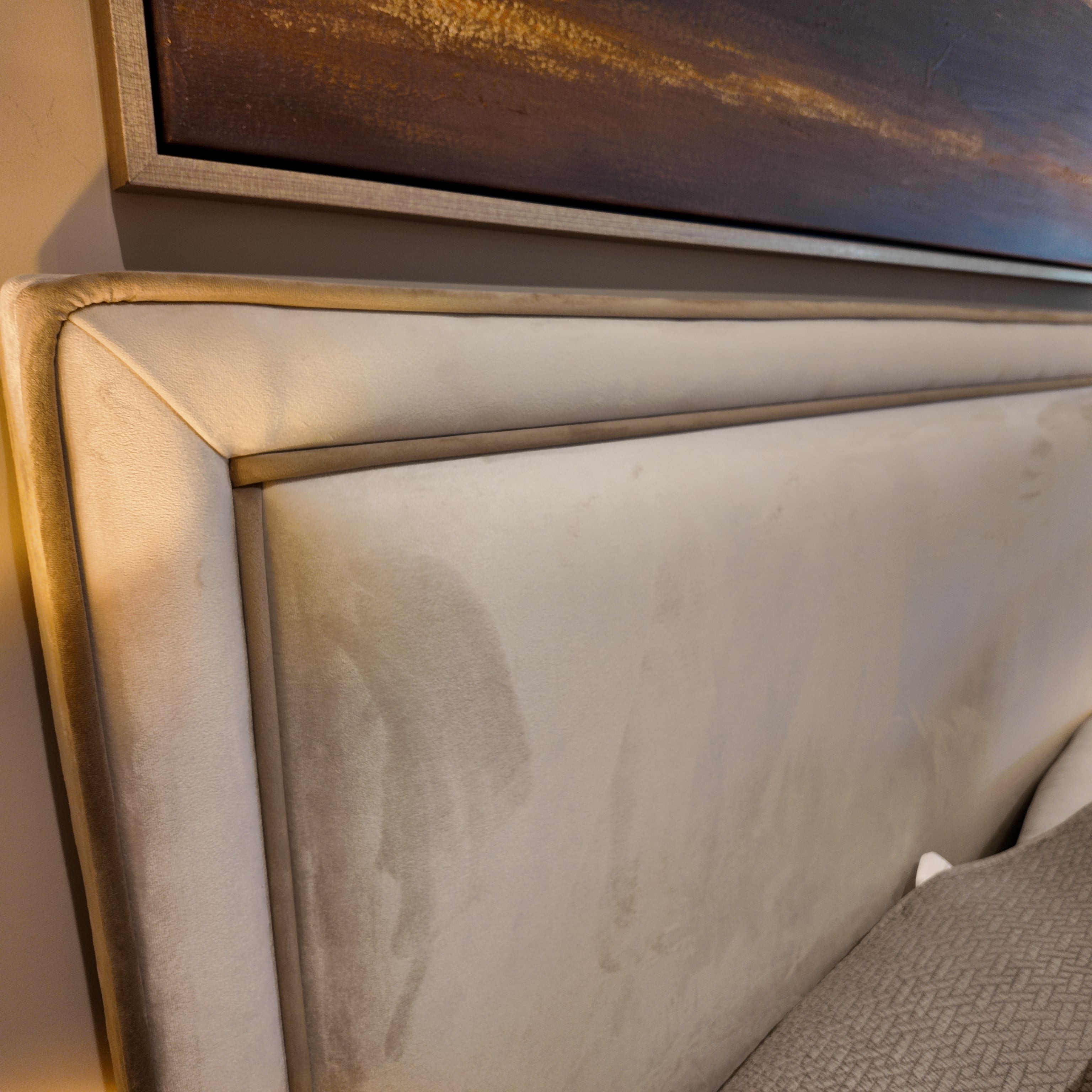 Great Gatsby custom made bed with double contrast piping-Renaissance Design Studio