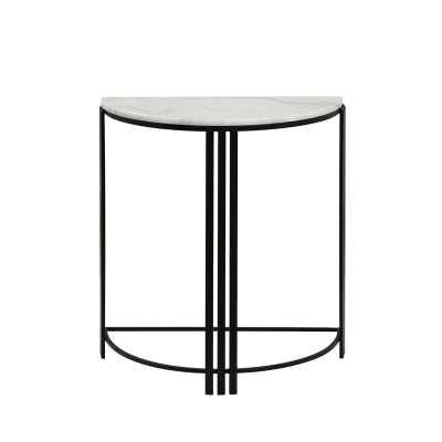 Half Moon console table 74 cm with marble top and black frame-Renaissance Design Studio