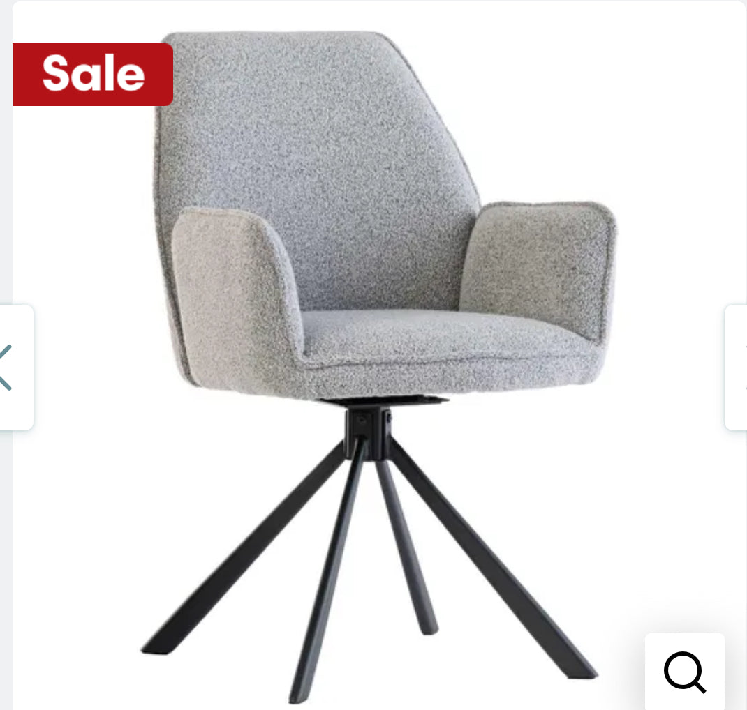 Harley Swivel dining armchair in boucle fabric-Renaissance Design Studio