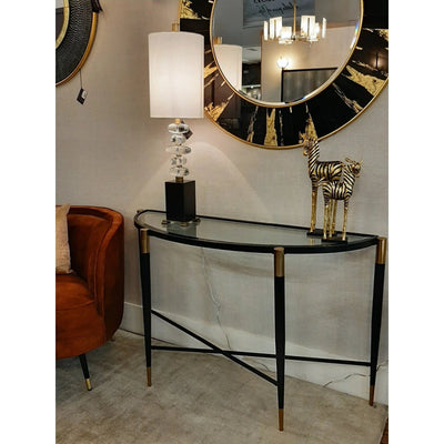 Harlinne Console Table black with gold caps