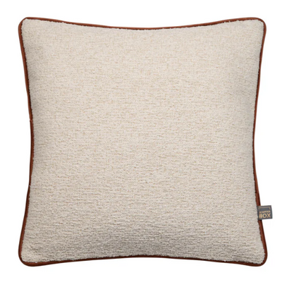 Harriet textured cream Cushion with contrast rust piping