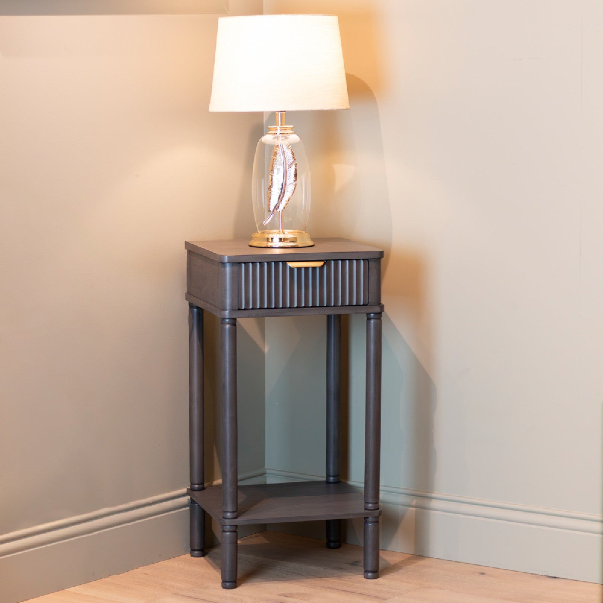 Harvey 1 drawer Ebony bedside cabinet lamp table 36 cm wide NETT PRICE-Renaissance Design Studio