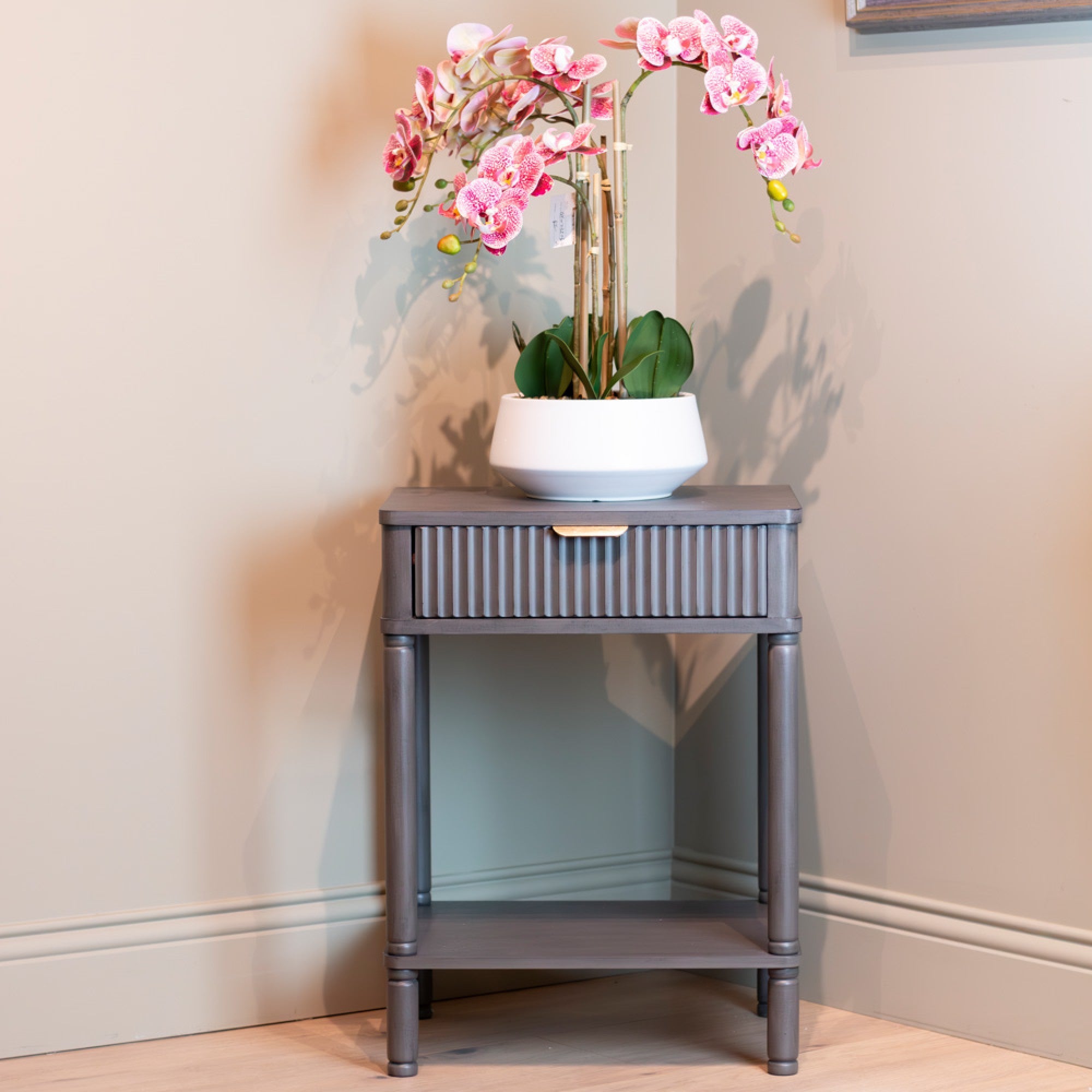 Harvey 1 drawer Ebony luxury bedside cabinet nett price-Bedside Cabinet-Renaissance Design Studio