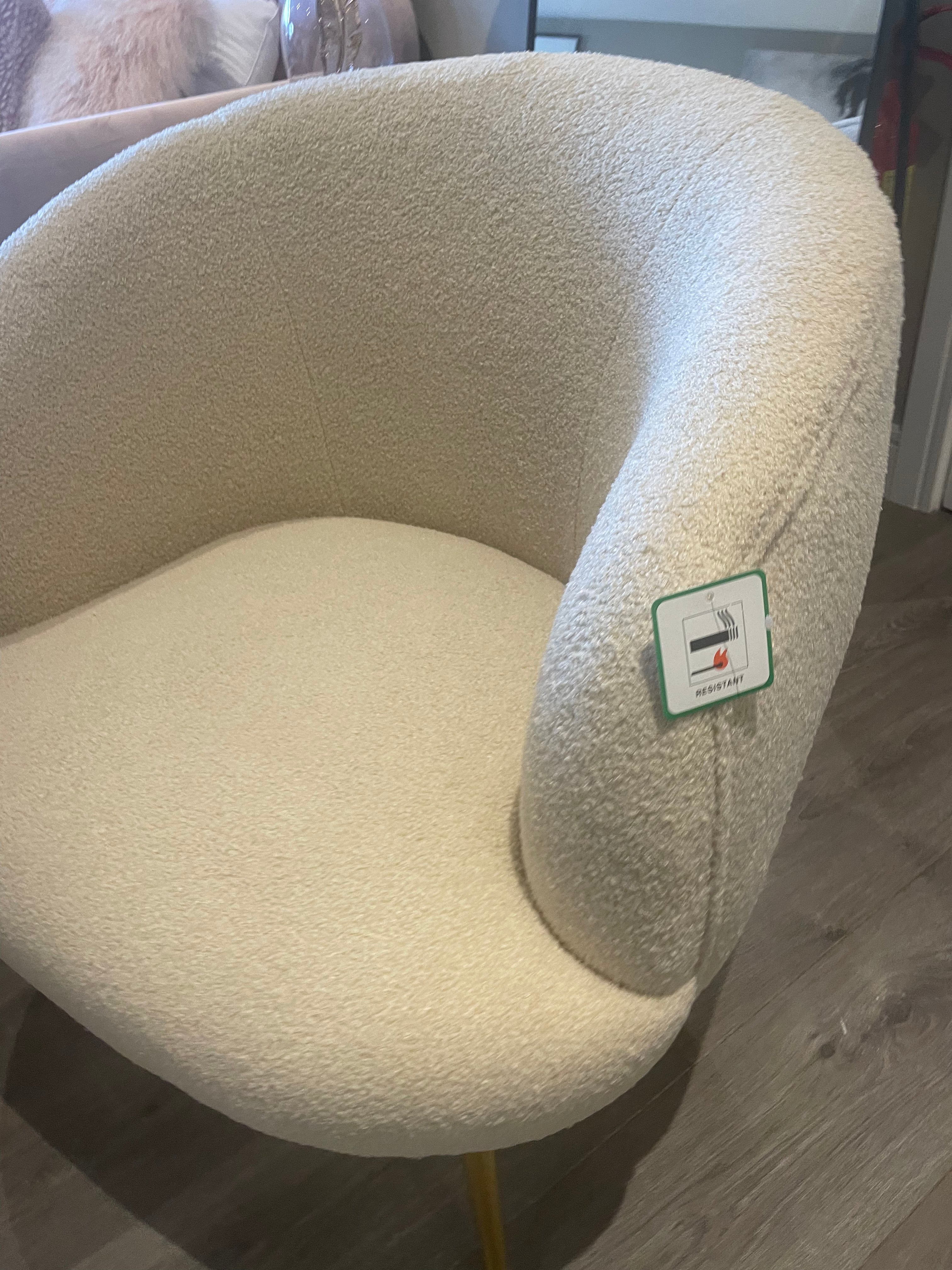 Hayley B occasional chair Boucle with gold leg Nett price as value item-Renaissance Design Studio