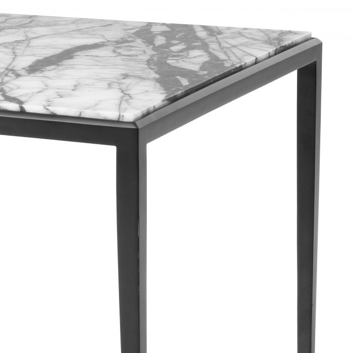 Henley side table white marble w bronze frame by Eichholtz-Renaissance Design Studio