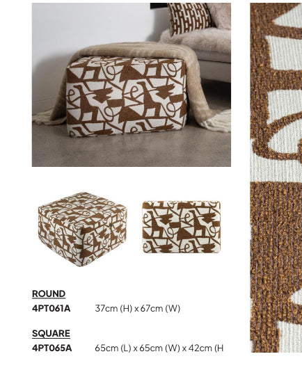 Henrietta round footstool cognac-Renaissance Design Studio