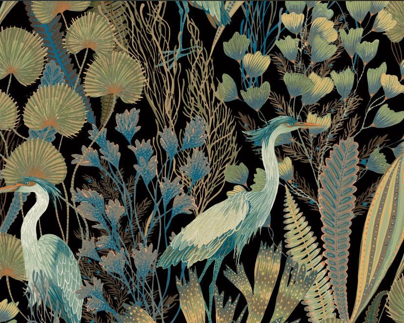 Heron Bird Wallpaper-Renaissance Design Studio